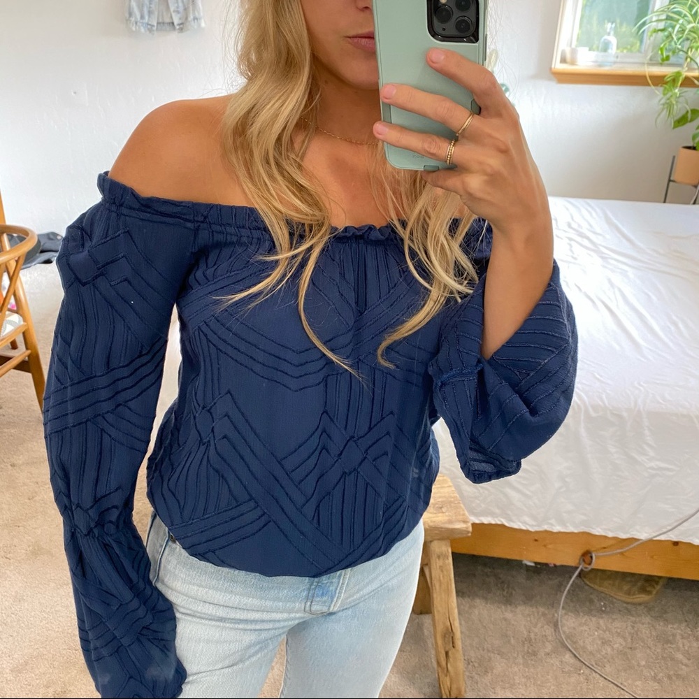 Blue off the shoulder top